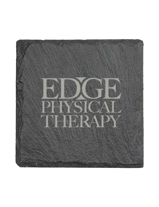 Square Slate Coaster, 4 x 4 w/Edge Physical Therapy Logo