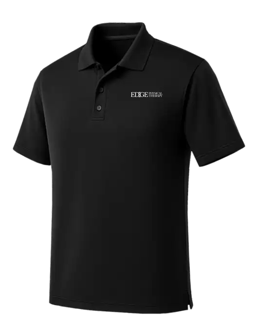 Black Dry Zone UV Micro Mesh Polo w/Edge Physical Therapy Logo