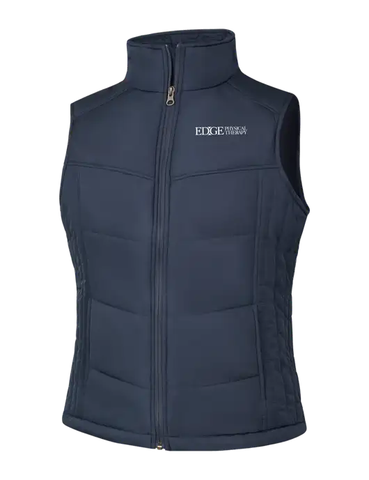  Womens Dark Slate/Black Puffy Vest w/Edge Physical Therapy Logo