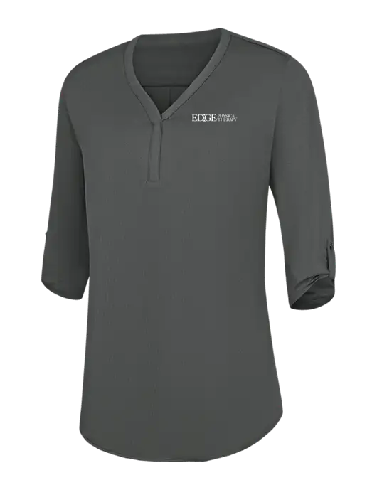 Womens Dark Grey City Stretch 3/4-Sleeve Tunic w/Edge Physical Therapy Logo