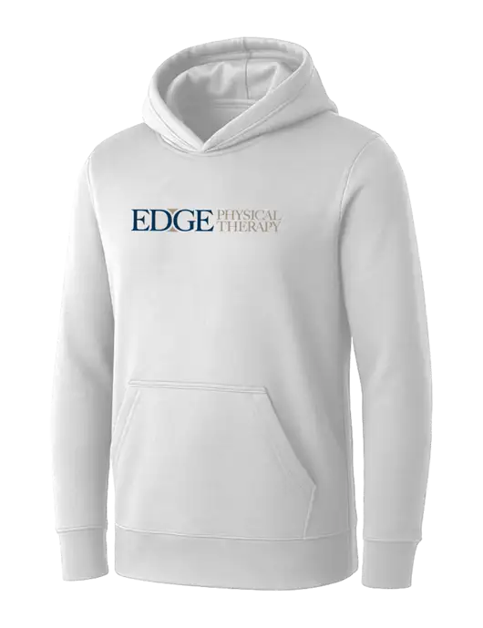 Womens White Core Fleece Pullover Hooded Sweatshirt w/Edge Physical Therapy Logo