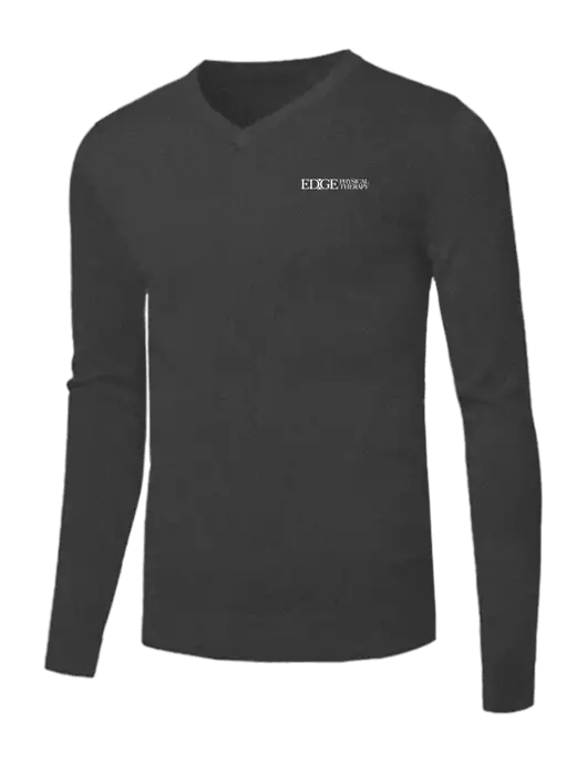 Brooks Brothers Medium Grey Heather Washable Merino V-Neck Sweater w/Edge Physical Therapy Logo