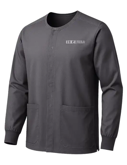 Wink Pewter Unisex WorkFlex Snap-Front Scrub Jacket w/Edge Physical Therapy Logo