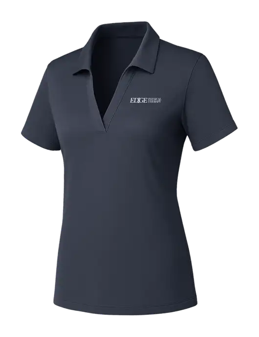 Womens Dark Grey PosiCharge RacerMesh Polo w/Edge Physical Therapy Logo