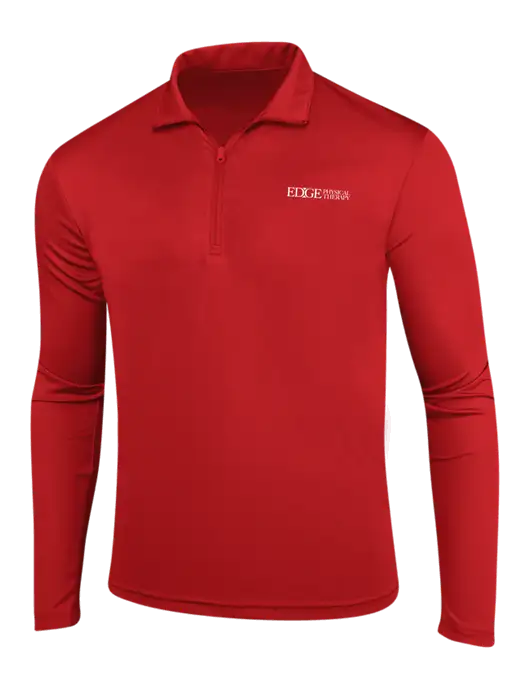 Red PosiCharge Competitor 1/4 Zip Pullover w/Edge Physical Therapy Logo