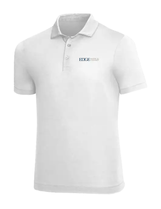 Mercer+Mettle White Stretch Jersey Polo w/Edge Physical Therapy Logo