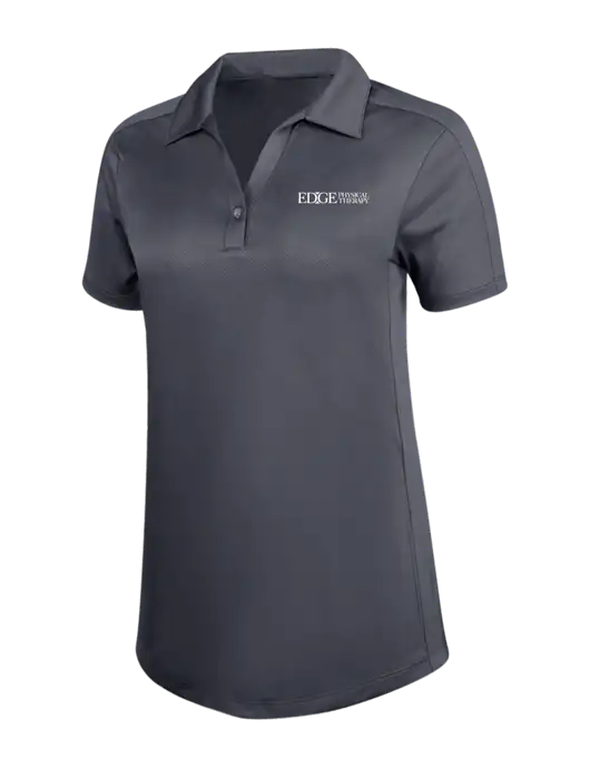 Womens Dark Grey Diamond Jacquard Polo w/Edge Physical Therapy Logo