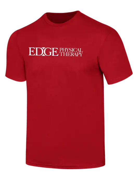 Simply Soft Red 4.5oz  Poly/Combed Ring Spun Cotton T-Shirt w/Edge Physical Therapy Logo