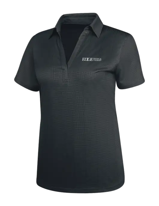Dark Grey Womens Performance Fine Jacquard Polo w/Edge Physical Therapy Logo