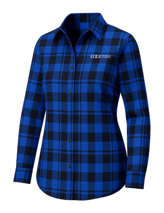 Womens Royal/Black Plaid Flannel Tunic w/Edge Physical Therapy Logo