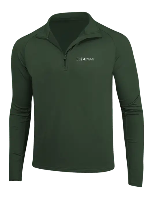 Dark Green Sport Wick Stretch 1/4 Zip Pullover w/Edge Physical Therapy Logo