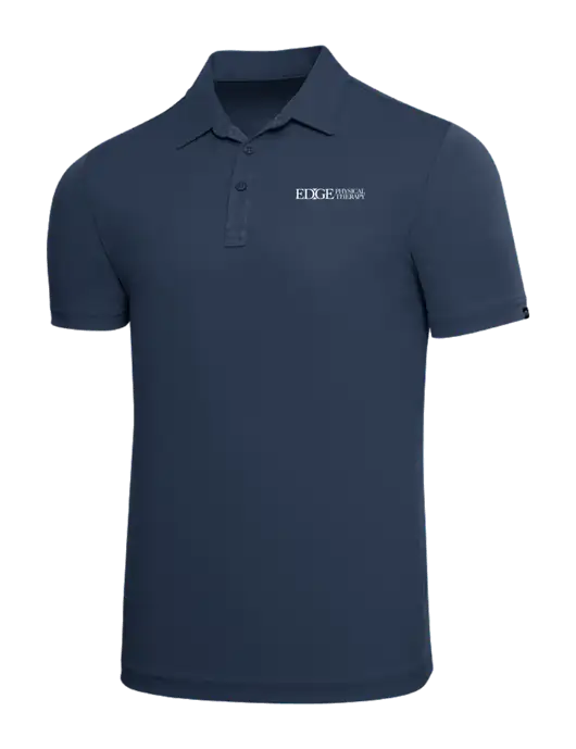 TravisMathew Navy Solid Oceanside Polo w/Edge Physical Therapy Logo