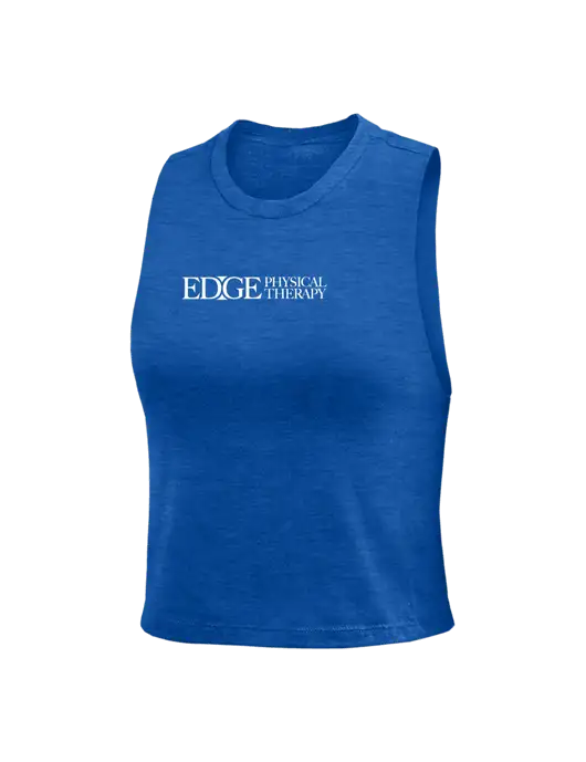 BELLA+CANVAS Womens Heather Royal Racerback Crop Tank  w/Edge Physical Therapy Logo