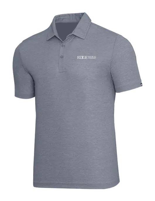 TravisMathew Navy Heather Oceanside Polo w/Edge Physical Therapy Logo