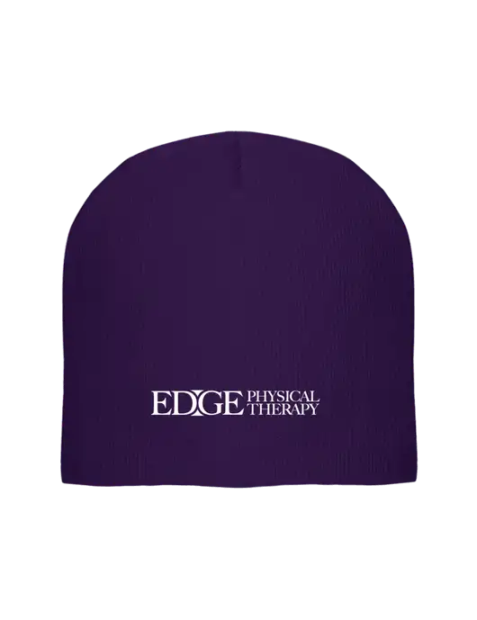 Solid Purple Element Knit Beanie w/Edge Physical Therapy Logo
