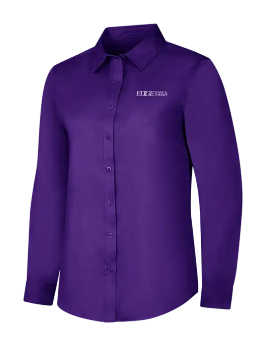 Purple Womens Long Sleeve Superpro React Twill Shirt w/Edge Physical Therapy Logo