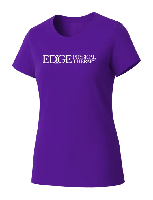 Womens Seriously Soft Purple T-Shirt w/Edge Physical Therapy Logo