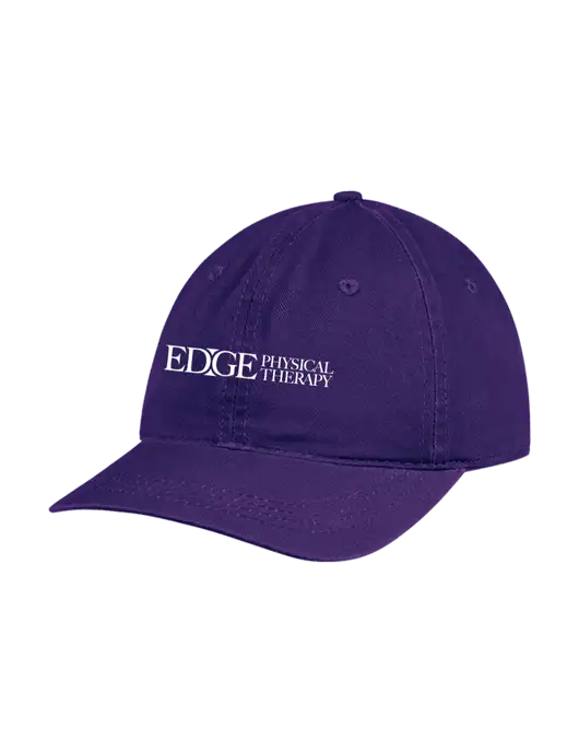 Garment Washed Unstructured Twill Purple Cap w/Edge Physical Therapy Logo