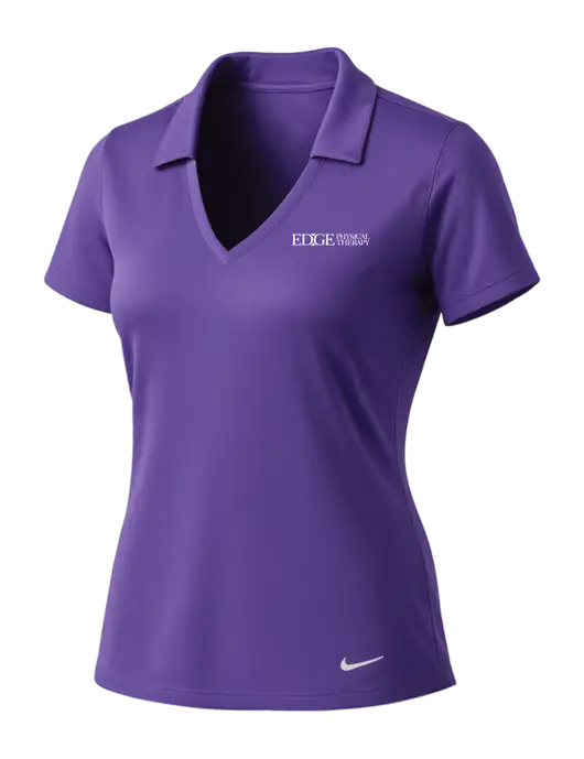 NIKE Purple Womens Dri-Fit Vertical Mesh Polo w/Edge Physical Therapy Logo