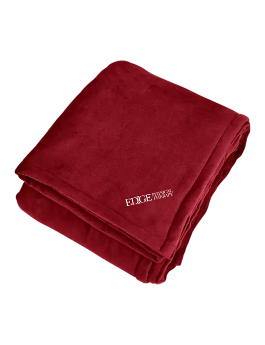 Mountain Lodge Red Rhubarb Blanket w/Edge Physical Therapy Logo