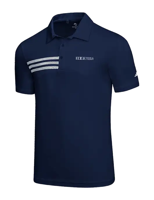 Adidas Navy 3 Stripes Chest Polo w/Edge Physical Therapy Logo