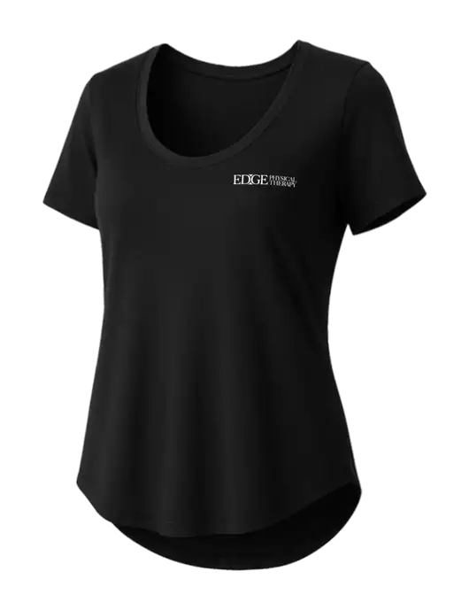 Mercer+Mettle Womens Black Stretch Jersey Relaxed Scoop w/Edge Physical Therapy Logo