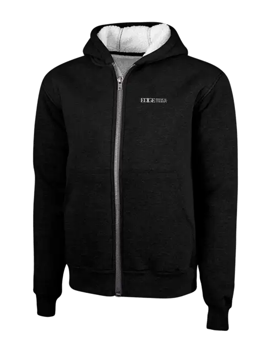 Cornerstone Black Heavyweight Sherpa Lined Hooded Fleece Jacket w/Edge Physical Therapy Logo