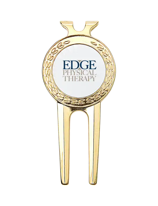 Gold Divot Tool, 1.5 x 3 w/Edge Physical Therapy Logo