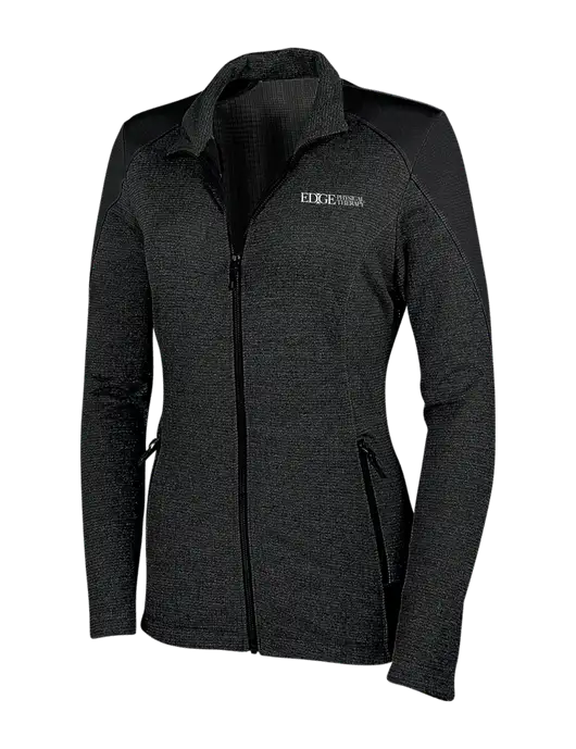 Womens Black Grid Fleece Jacket w/Edge Physical Therapy Logo