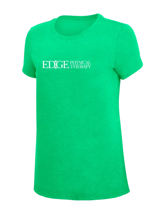 Womens Simply Soft Green Frost 4.5oz Poly/Combed Ring Spun Cotton T-Shirt w/Edge Physical Therapy Logo