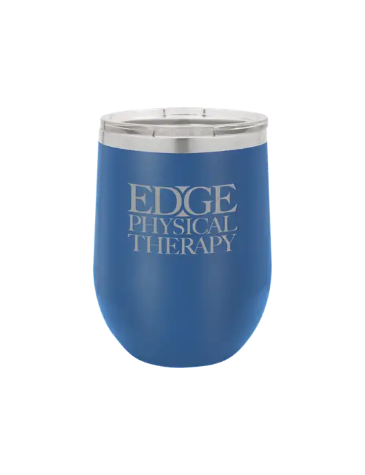 Polar Camel 12 oz Powder Coated Royal Vacuum Insulated Stemless Wine Tumbler w/Edge Physical Therapy Logo