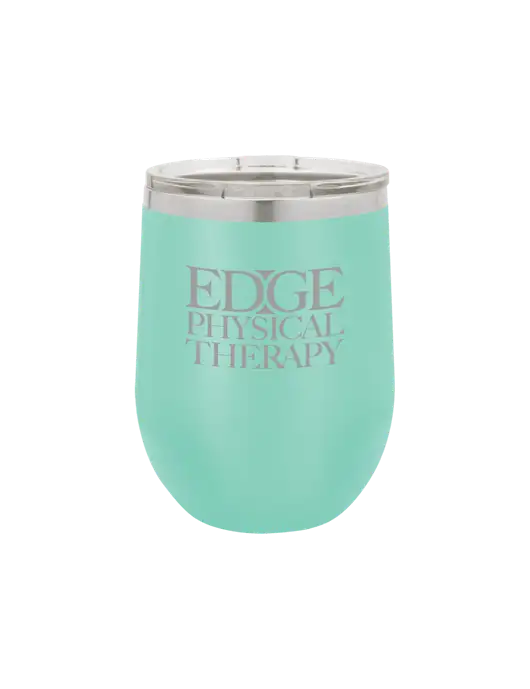 Polar Camel 12 oz Powder Coated Seafoam Vacuum Insulated Stemless Wine Tumbler w/Edge Physical Therapy Logo