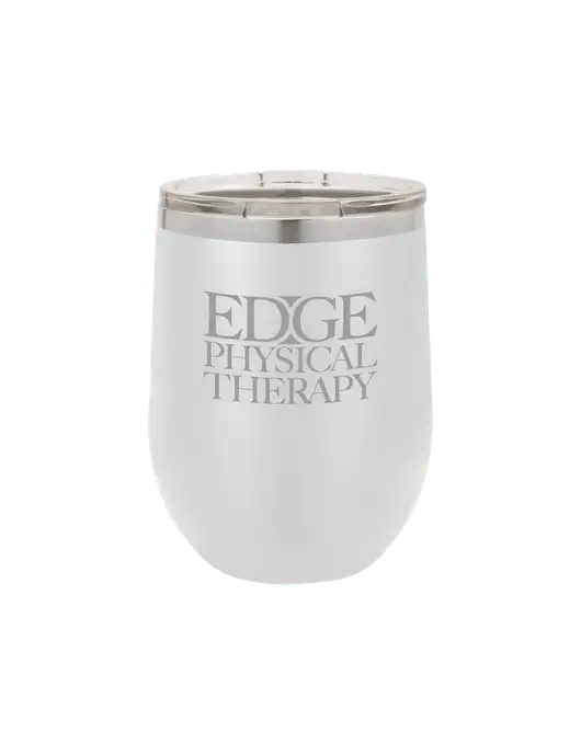 Polar Camel 12 oz Powder Coated White Vacuum Insulated Stemless Wine Tumbler w/Edge Physical Therapy Logo