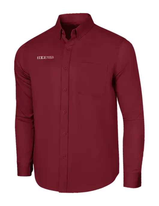 Long Sleeve Maroon Superpro React Twill Shirt w/Edge Physical Therapy Logo
