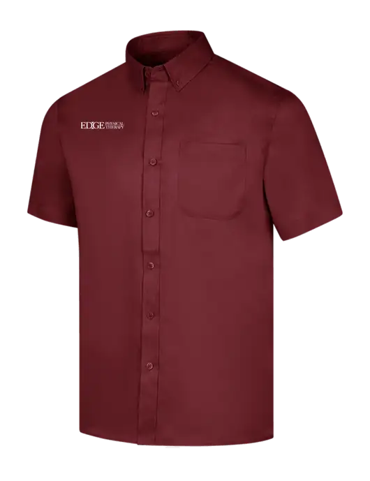 Short Sleeve Maroon Superpro React Twill Shirt w/Edge Physical Therapy Logo