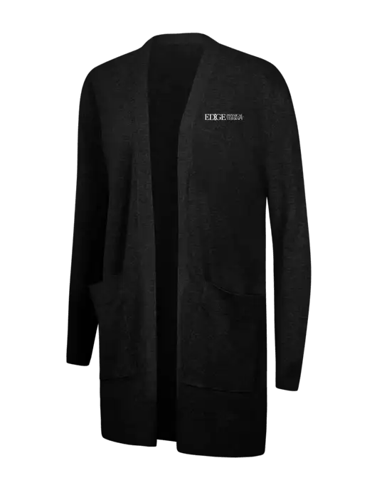 Mercer+Mettle Womens Black Open Front Cardigan Sweater w/Edge Physical Therapy Logo