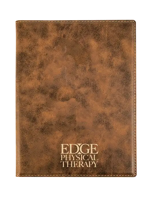 Rustic Leatherette 7 x 9 Portfolio with Notepad w/Edge Physical Therapy Logo