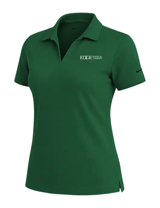 NIKE Dark Green Womens Dri-Fit Micro Pique Polo w/Edge Physical Therapy Logo