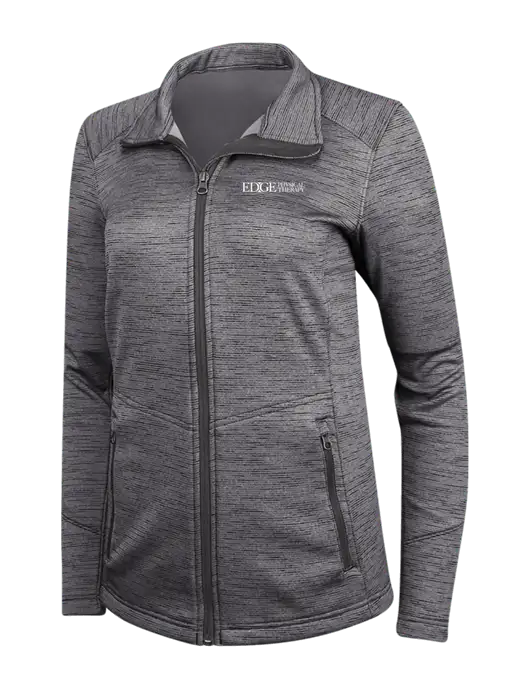 Womens Dark Grey Digi Stripe Fleece Jacket w/Edge Physical Therapy Logo
