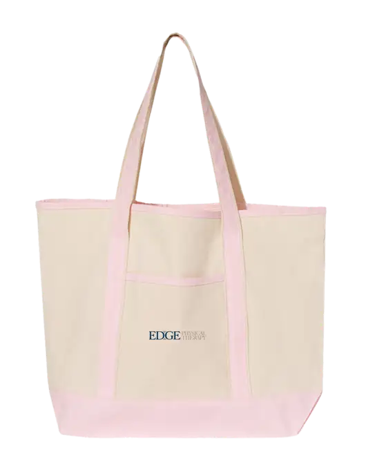 Natural/Light Pink Large Canvas Deluxe Tote w/Edge Physical Therapy Logo