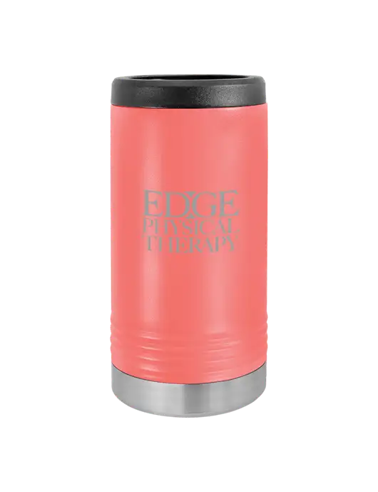 Polar Camel Powder Coated Coral Vacuum Insulated Slim Beverage Holder w/Edge Physical Therapy Logo