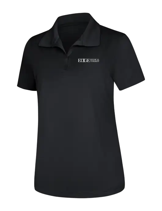 Womens Black Micropique Sport-Wick Polo w/Edge Physical Therapy Logo