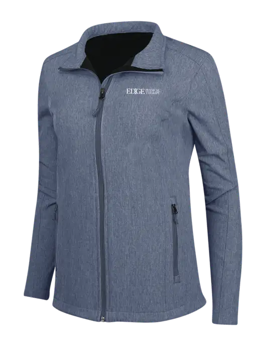 Navy Heather Womens Core Soft Shell Jacket w/Edge Physical Therapy Logo