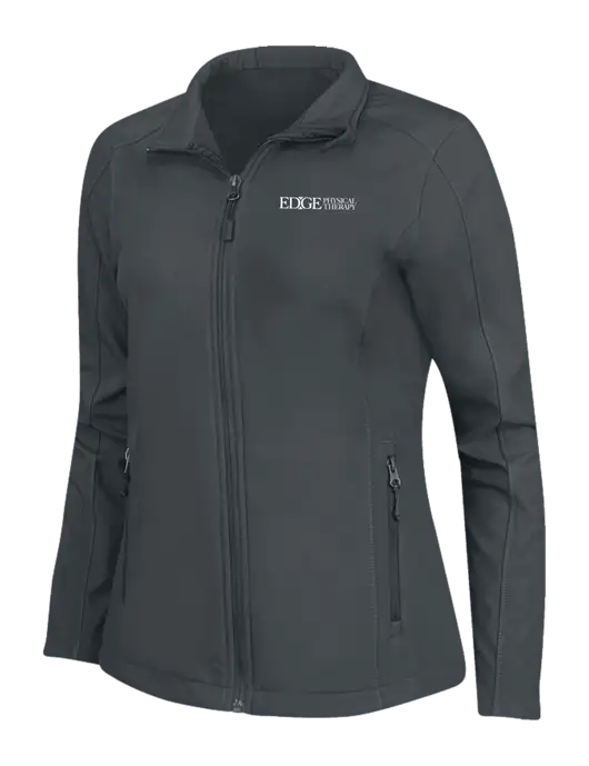Charcoal Grey Womens Core Soft Shell Jacket w/Edge Physical Therapy Logo