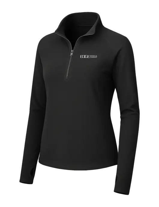 Womens Black Microfleece 1/2 Zip Pullover w/Edge Physical Therapy Logo