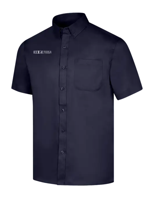 Short Sleeve Navy Superpro React Twill Shirt w/Edge Physical Therapy Logo