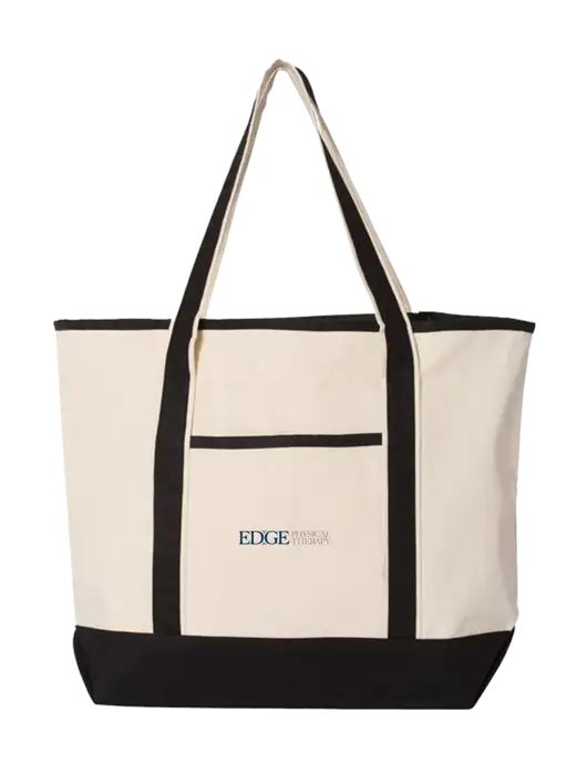 Natural/Black Large Canvas Deluxe Tote w/Edge Physical Therapy Logo
