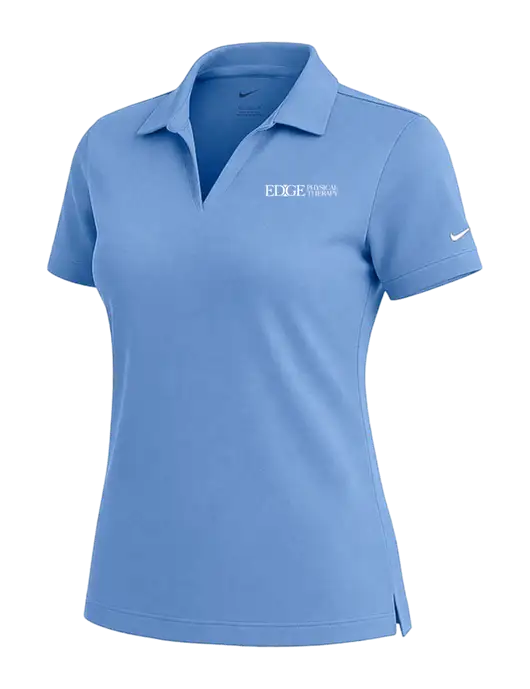 NIKE Carolina Blue Womens Dri-Fit Micro Pique Polo w/Edge Physical Therapy Logo