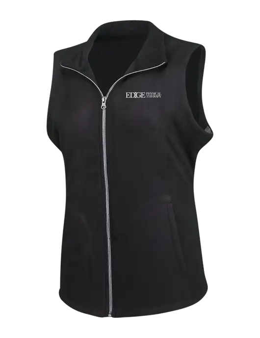 Black Womens Microfleece Vest w/Edge Physical Therapy Logo
