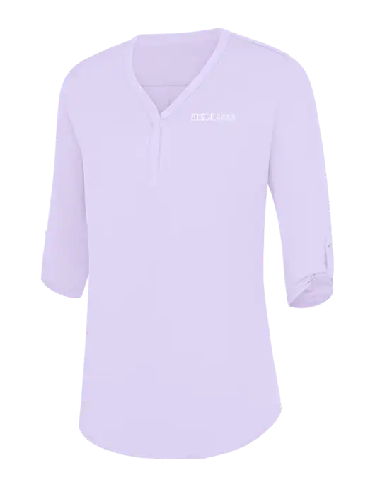 Womens Very Light Purple City Stretch 3/4-Sleeve Tunic w/Edge Physical Therapy Logo